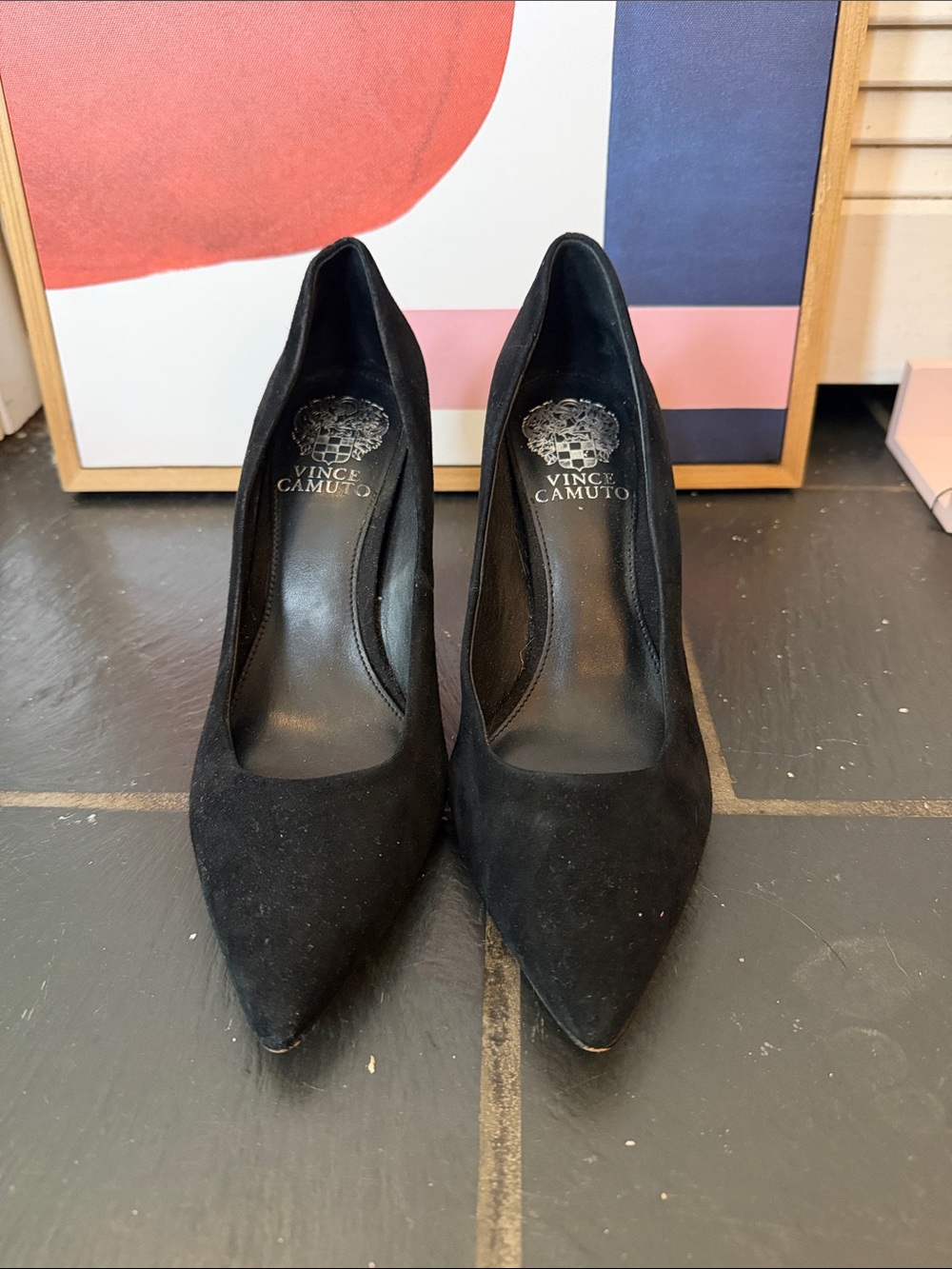 Vince Camuto Black Suede Pointed Toe Pumps